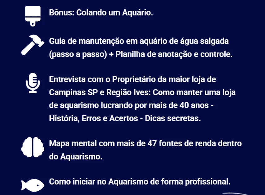 bonus do curso aquario marinho escola de aquario